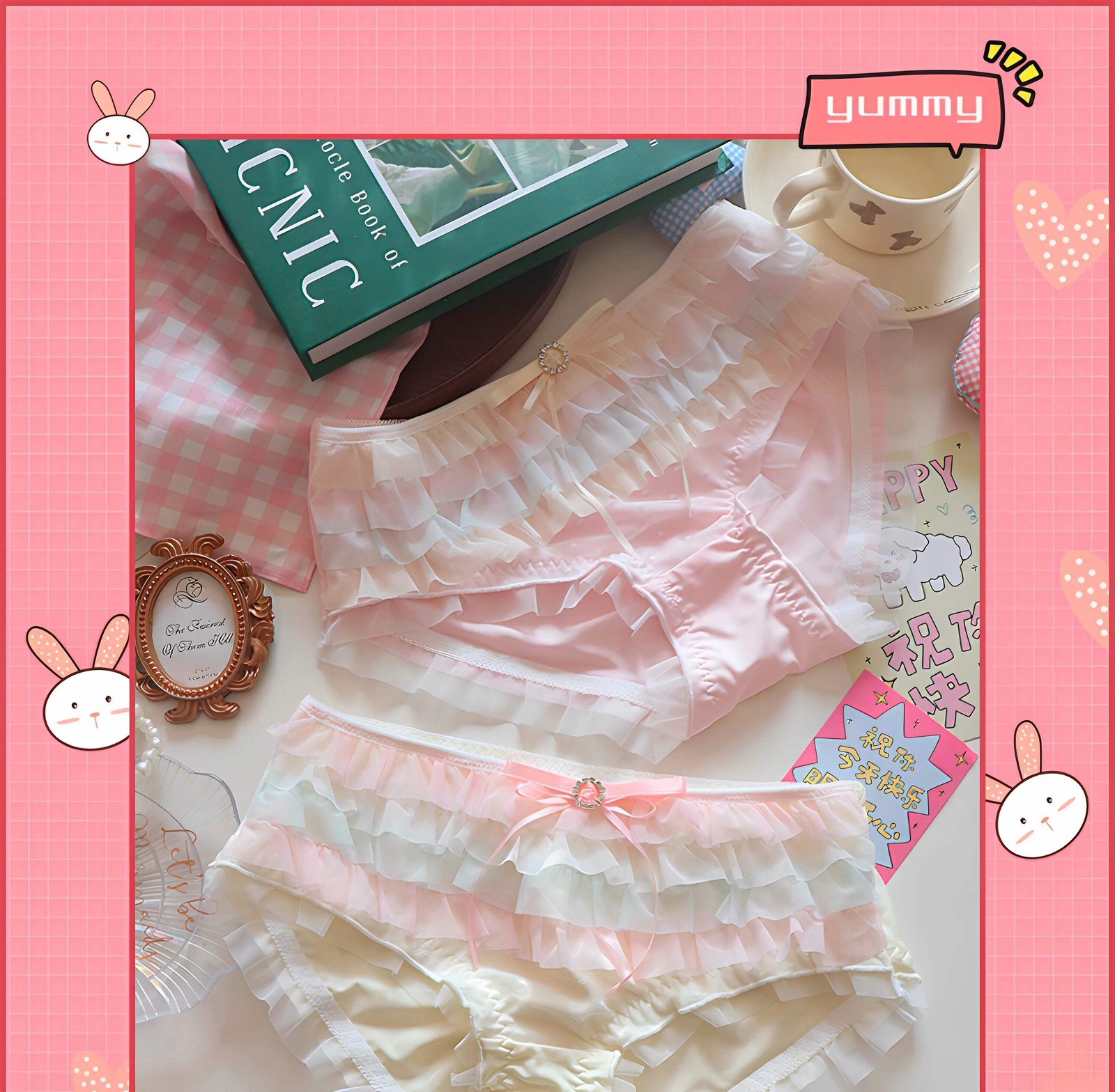 Japanese Style Lolita Princess Lingerie Set Women Pure Desire Cake Layer Lace Me