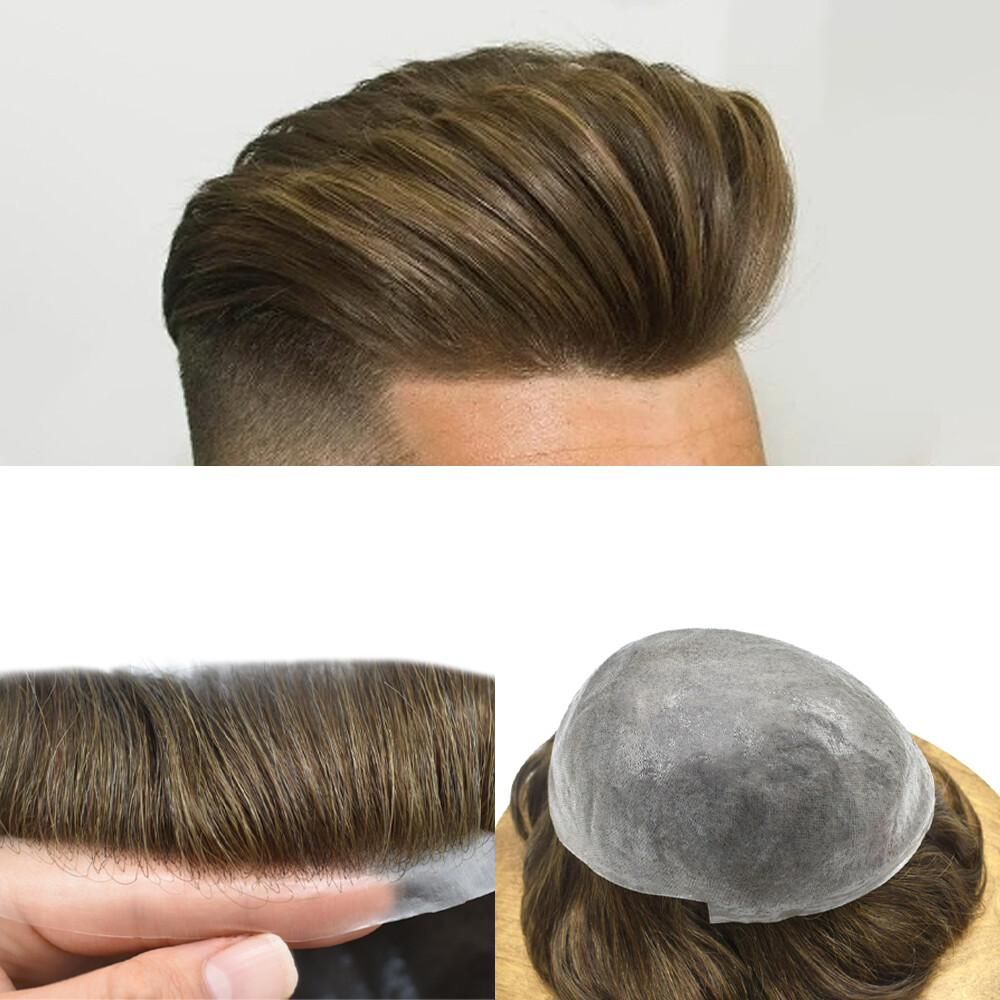 Mens Hair Replacement Ultra Thin Skin Toupee All Colors Hairpieces PU System Wig