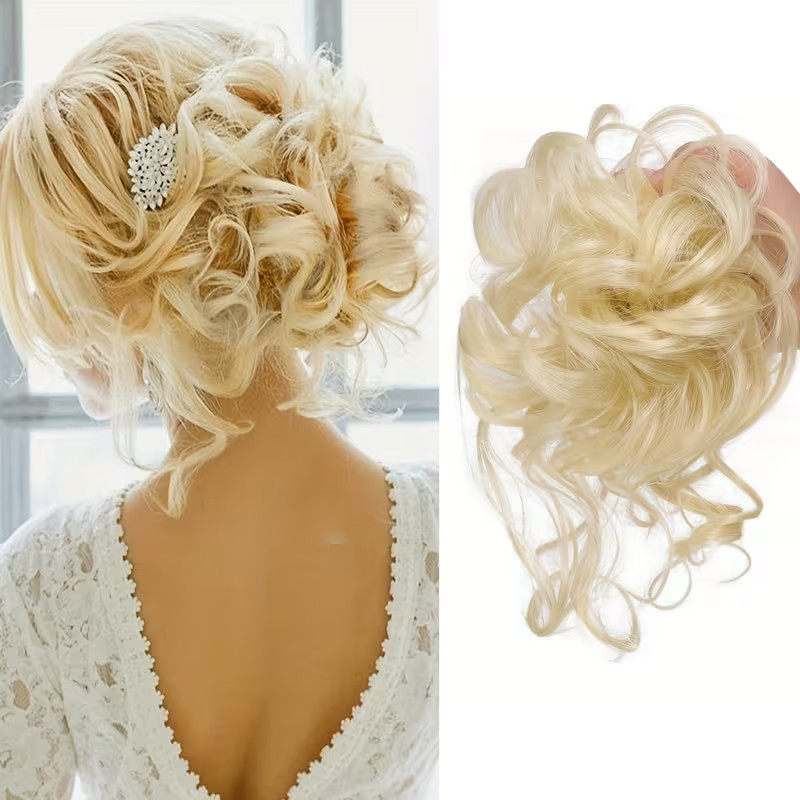 Natural Curly Messy Bun Hair Piece Scrunchie Updo Hair Extensions Real as Human
