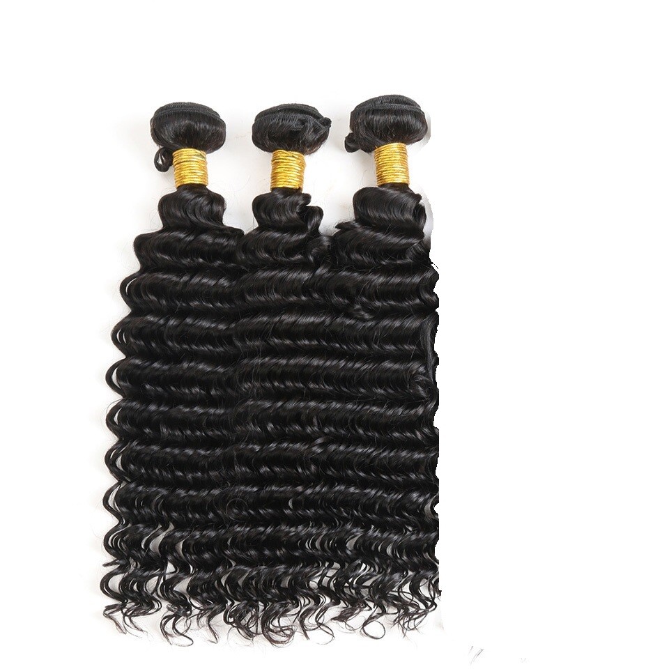 Deep Wave Black Color 1B Brazilian 100 Human Virgin Hair Weave 1 or 3 Bundles