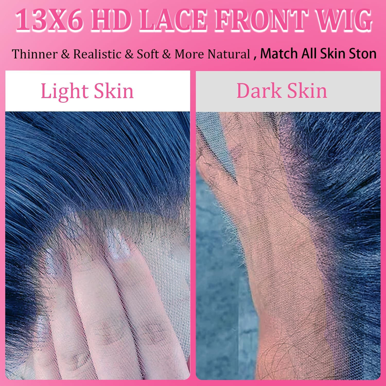 Fotukil Blue Body Wave Lace Front Wig Human Hair 13X6 Blue Wig Human Hair Wear