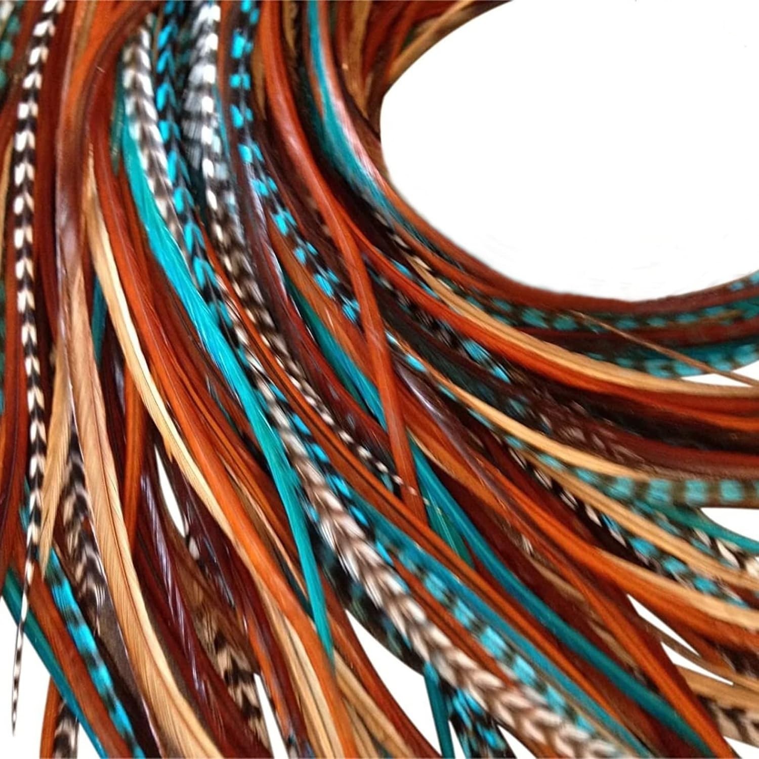 DIY Hair Feathers Extensions Kit – Turquoise & Brown