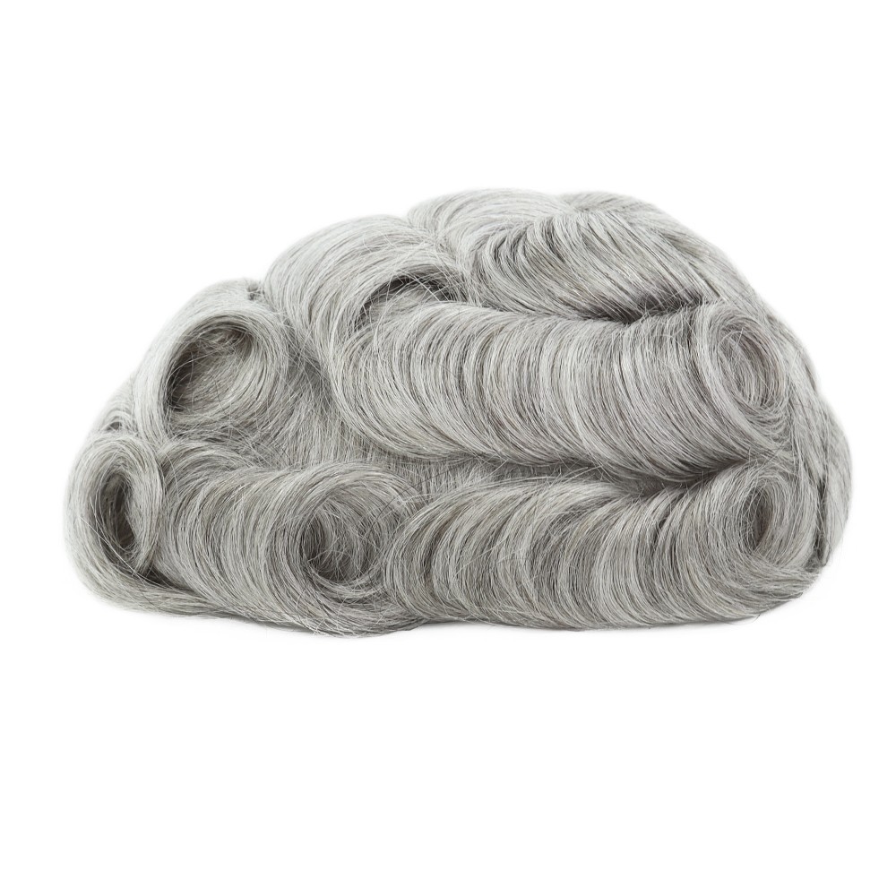 Toupee For Men Lace Human Hair Replecement System Grey Hairpieces Grey 8×10 #580