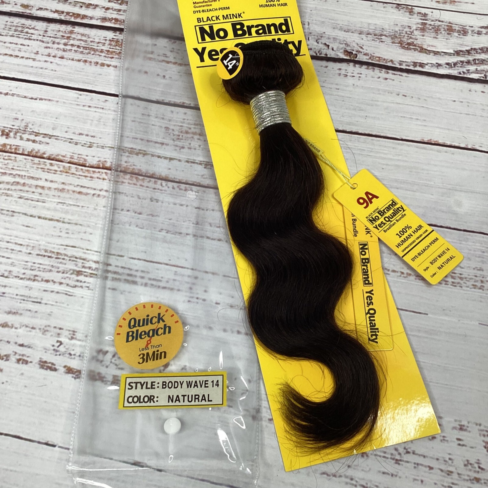 14” Body Wave 9A Quality Brazilian 100% Human Hair Natural (dark) Extensions