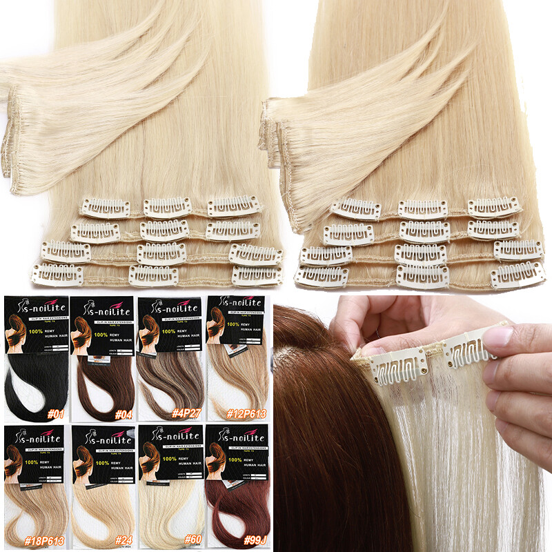 Soft Clip In hair Extensions Real 100% Remy Brazilian Human Hair Short Long 8PCS