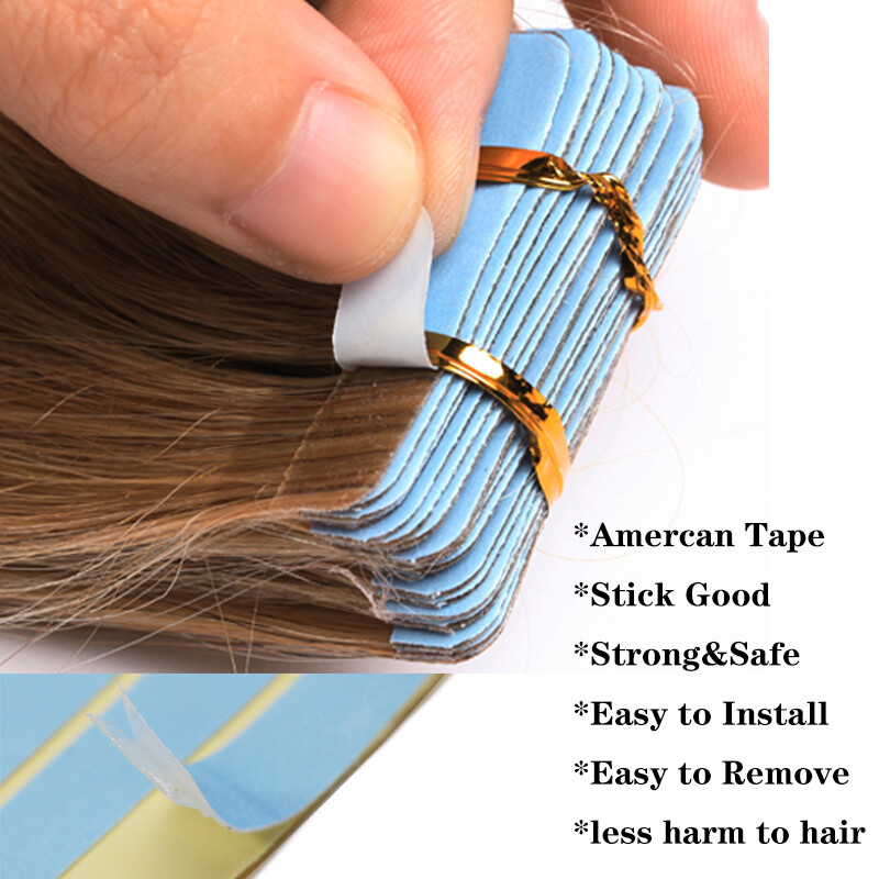 Russian Virgin Tape In Human Hair Extensions Balayage Full Head Straight USPS 50