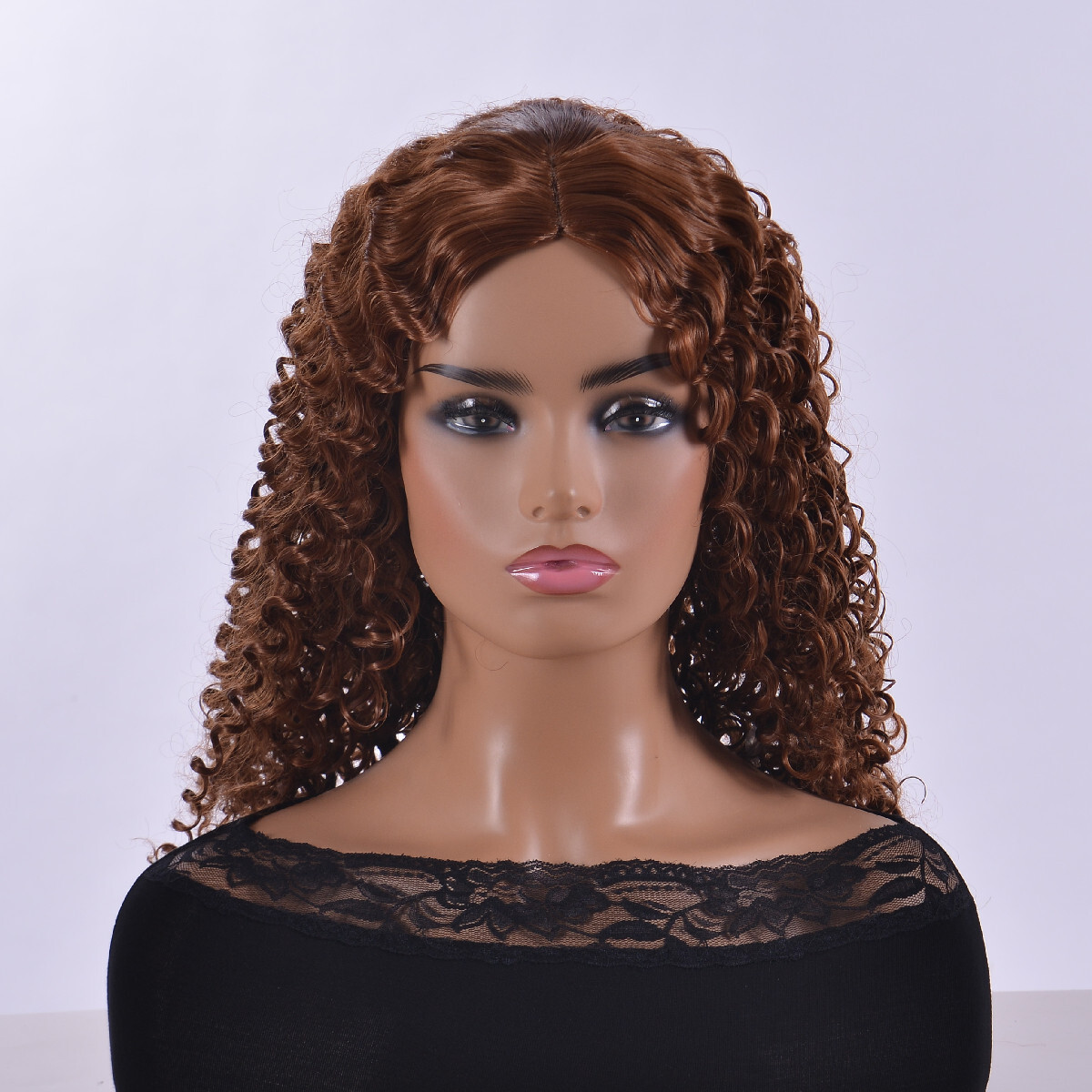 Women’s Curly Wavy Chest Long Wigs Blonde Brown Synthetic Medium length Hair US