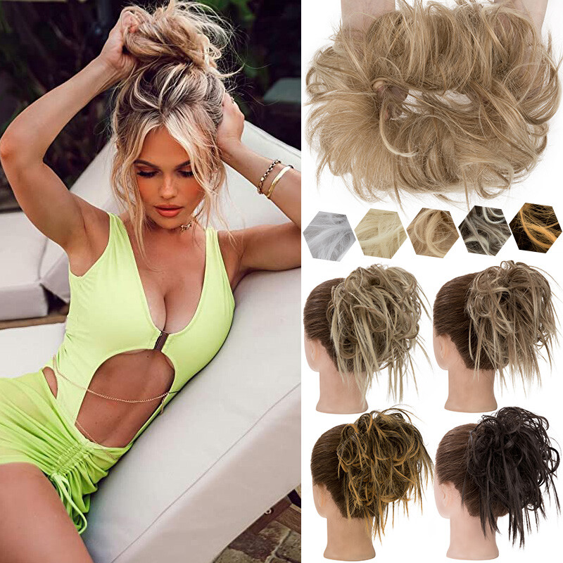 85g Large Curly Scrunchie Messy Bun Hair Piece Updo Ponytail Hair Extension US