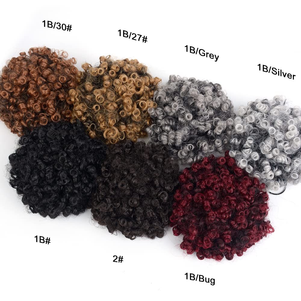 Curly Wavy Afro Puff Drawstring Ponytail 6 Inch 80g Natural Black Loose Wave