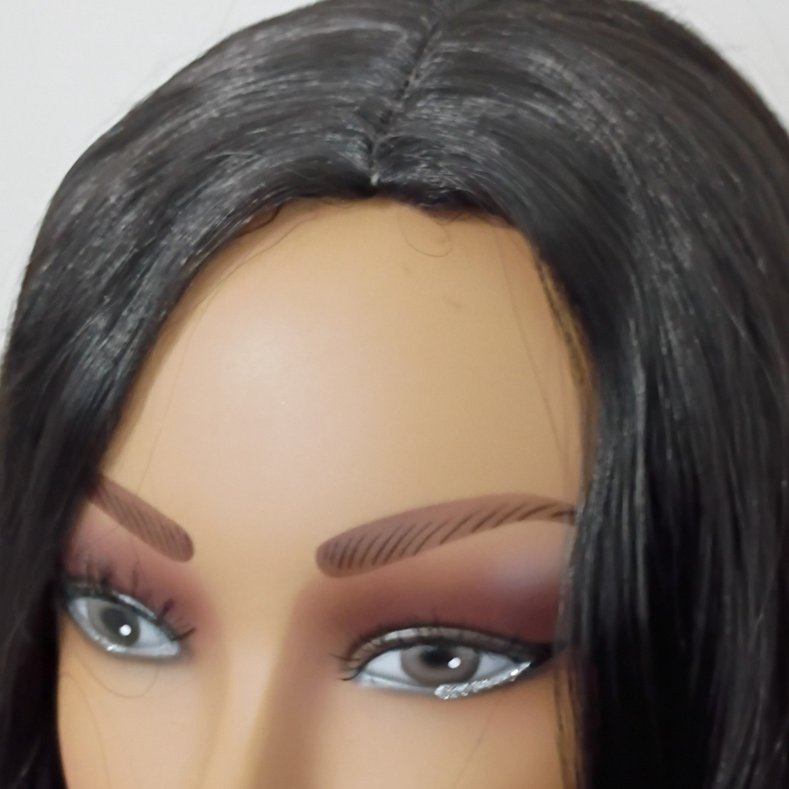 Long Black Wavy Synthetic Wig Classic Cap Middle Part Adjustable Strap