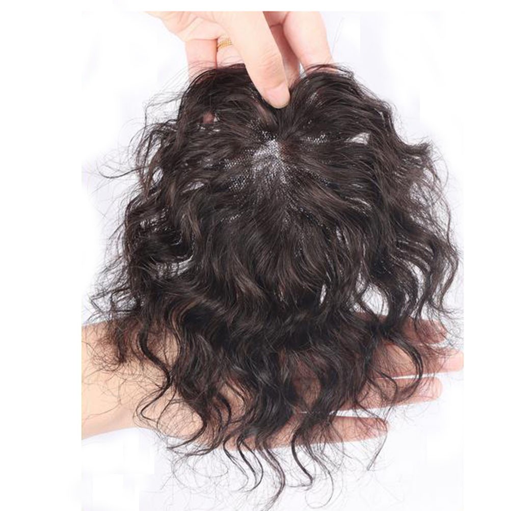 Short Fluffy Curly Wavy Clip In Human Hair Toppers For Thin Hair Top Replacement
