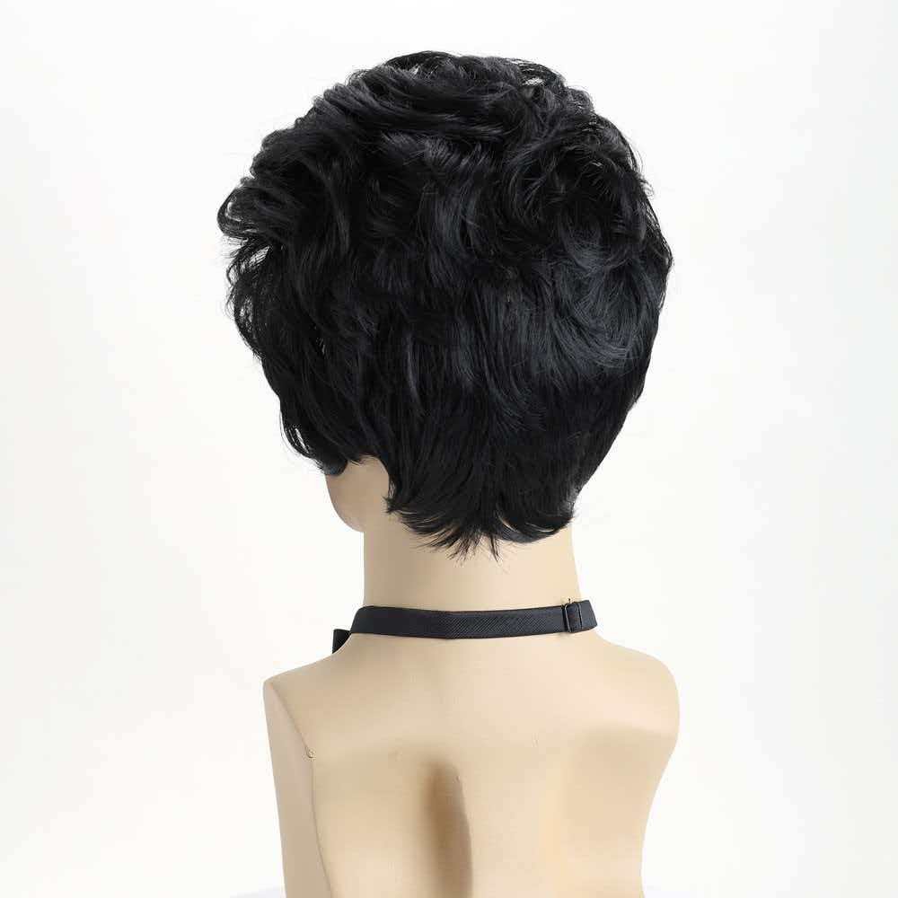 10in Black Pompadour Greaser Wig with Sideburns Full Heat Resistant Cosplay