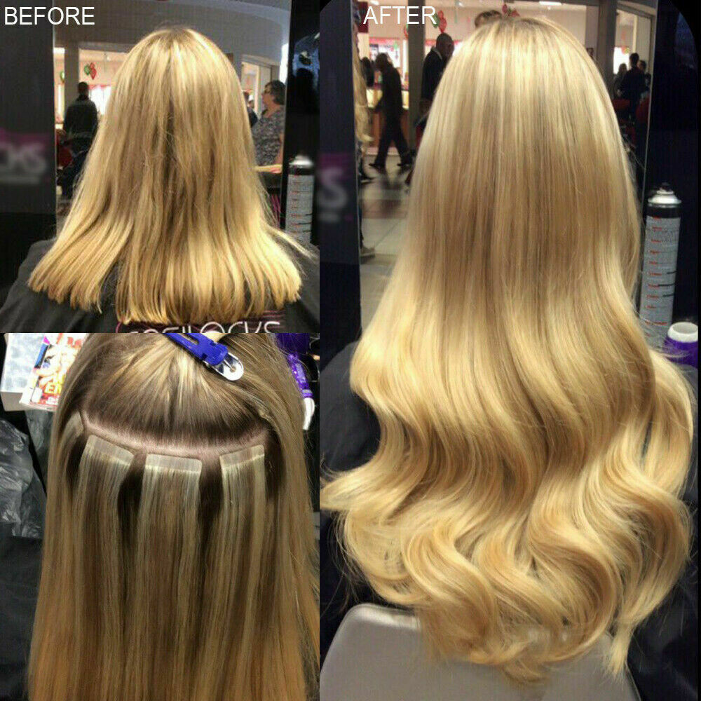 150G THICK Skin Weft Tape In 100% Human Remy Hair Extensions Full Head Highlight