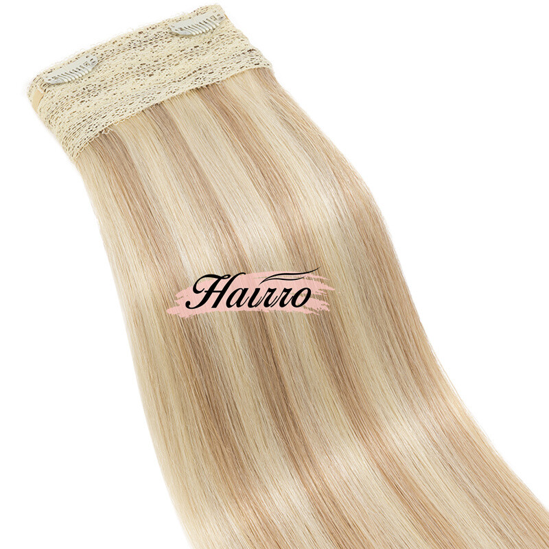 Wire In 100% Remy Human Hair Extensions Russian Remy Hidden Ring Hairpiece Thick