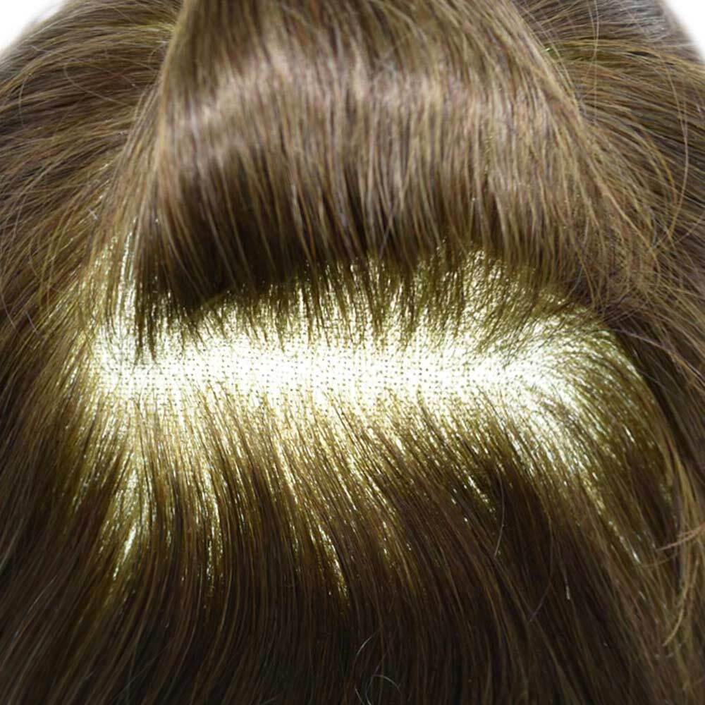 French Lace Front Mens Toupee Hairpeice Poly Skin Human Hair Replacement Systems
