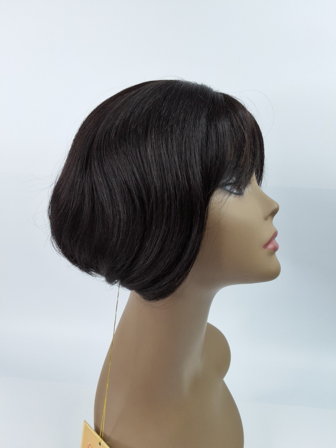 Jenny 1B Off Black Wig Chin Length Bob 100% Human Hair Adjustable Classic Cap
