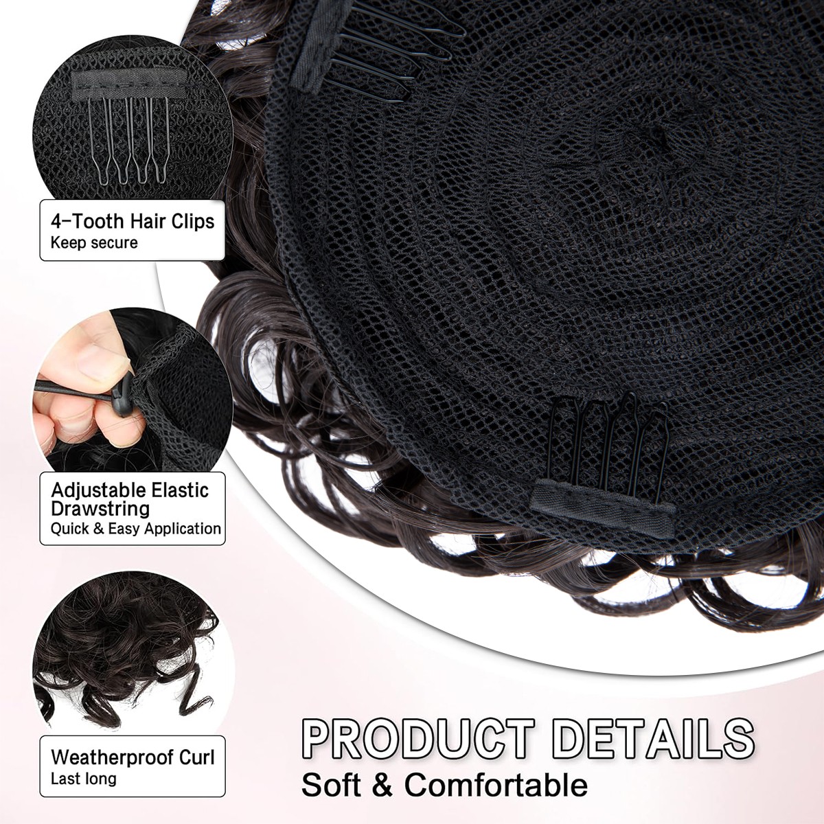 Messy Bun Hair Drawstring Loose Curly Scrunchies Thick Hairpieces Updo Fake Buns