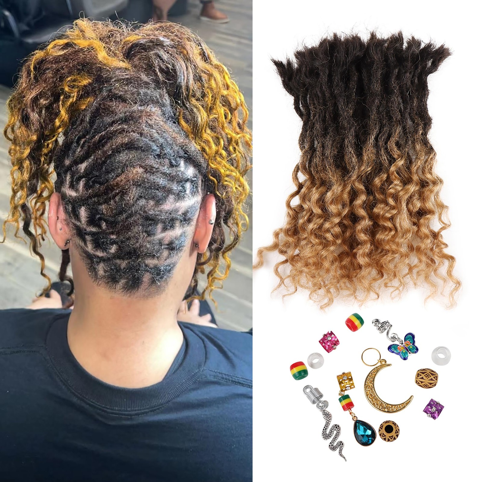 Orientfashion Curly End Human Hair Dreadlocks Extensions Goddess Locs Human