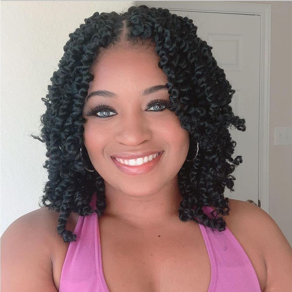 Pre-twisted Passion Twist Crochet Hair 10 Inch Short Pre-looped Crochet Passi…