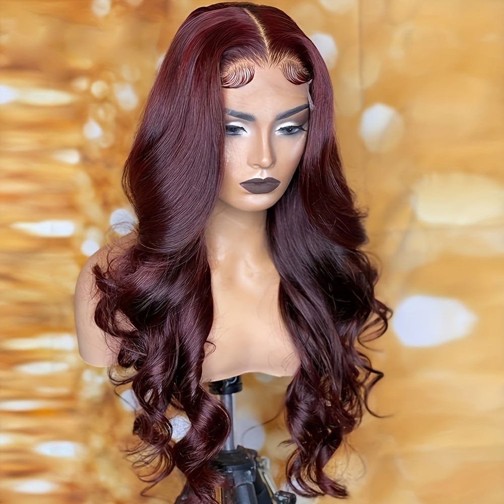 99J Burgundy Lace Front Wigs Dark Red Color Synthetic 13×4 Body Wave Glueless