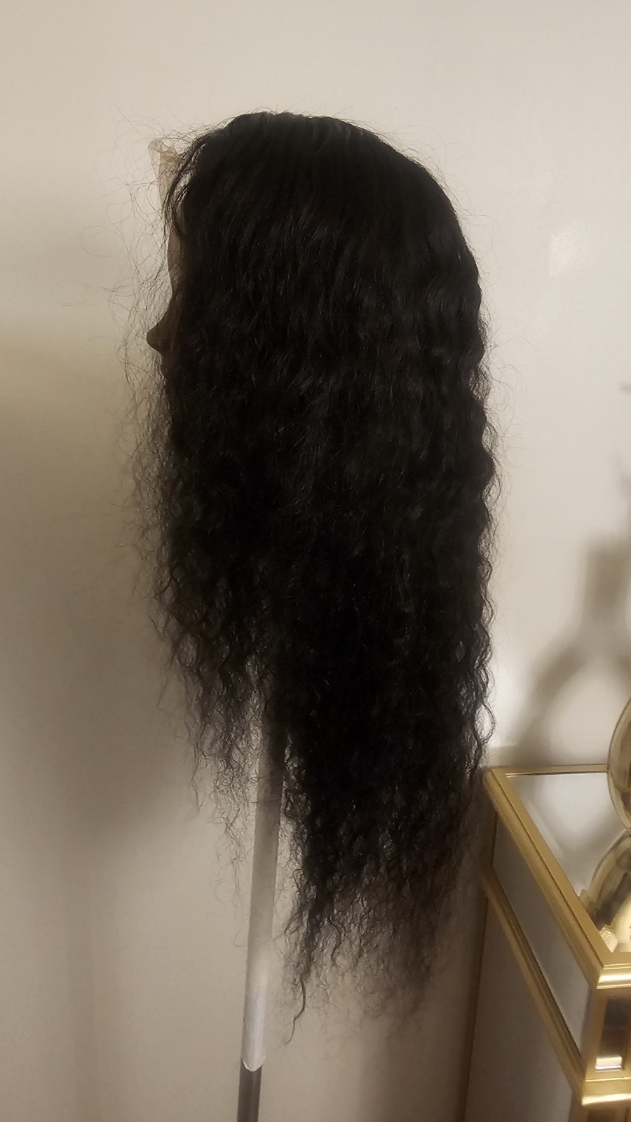 High-Quality Regular Top 24″ natural black 150% Virgin Human Hair Lace Wig