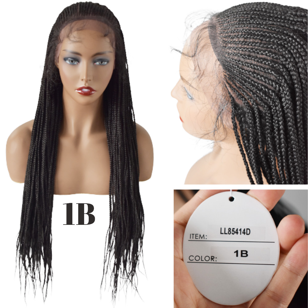 Micro Cornrow Box Twist Braided Lace Front Wig Baby Hair Kanekalon Synthetic US