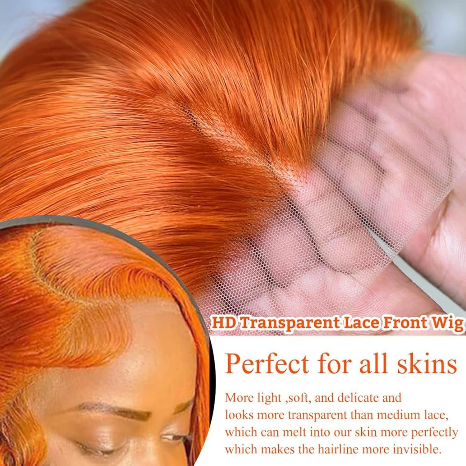 Dliliboon Wear And Go Orange Colored 9X6 Glueless Lace Wigs Human Hair Pre Cut