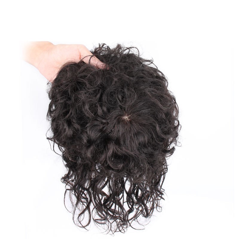 Seamless Fluffy Wavy Curly Wavy Clip Human Hair WigletHairpiece Topper For Women
