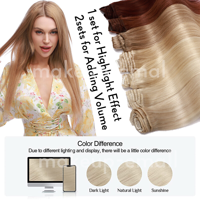 Soft Clip In hair Extensions Real 100% Remy Brazilian Human Hair Short Long 8PCS