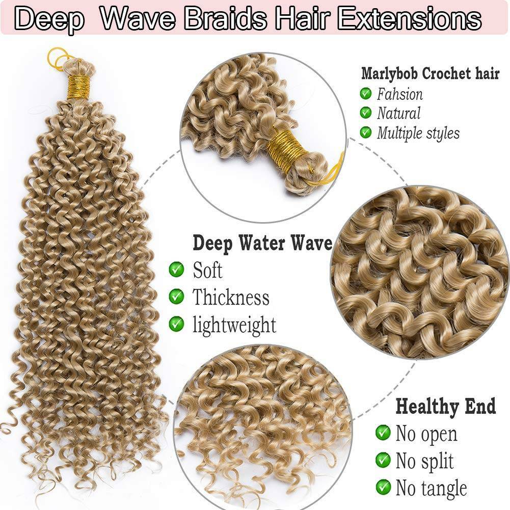 Real Thick Wave Twist Ombre Braid Water Curly Braiding Hair Extension Crochet US