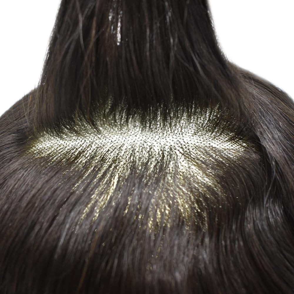 Mens Toupee Human Hair System Replacement Injected Poly Skin Pu Unit Wig for Men