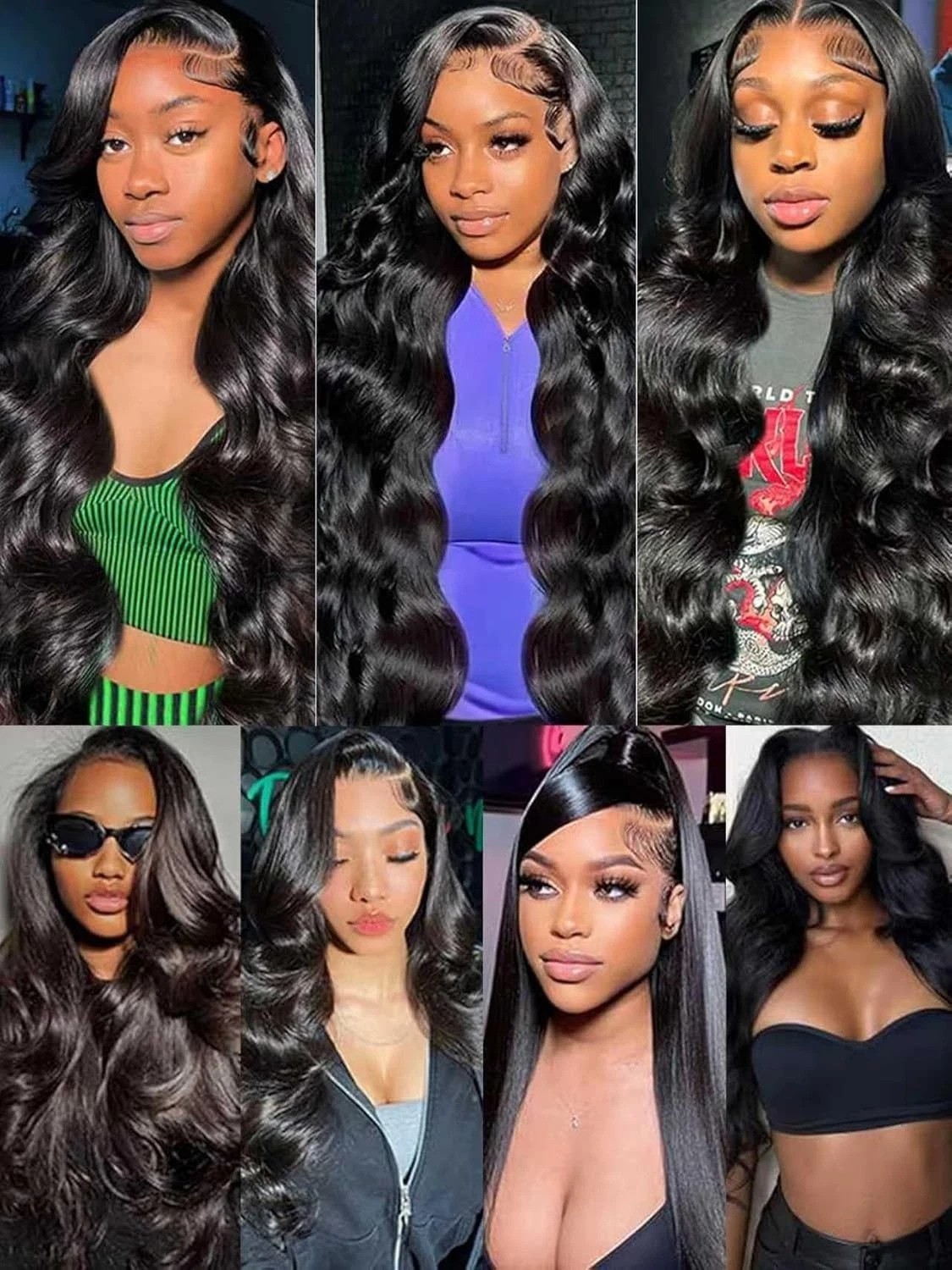Natural Black 26 Inch Body Wave Human Hair Wig with 200% Density & Baby Hair