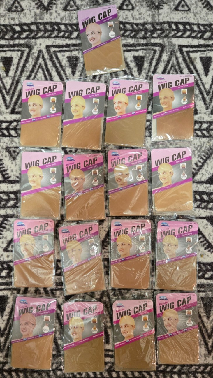 34 Pcs Nude Wig Cap Deluxe Breathable Stretch Fabric Liner Long Hair Weaving