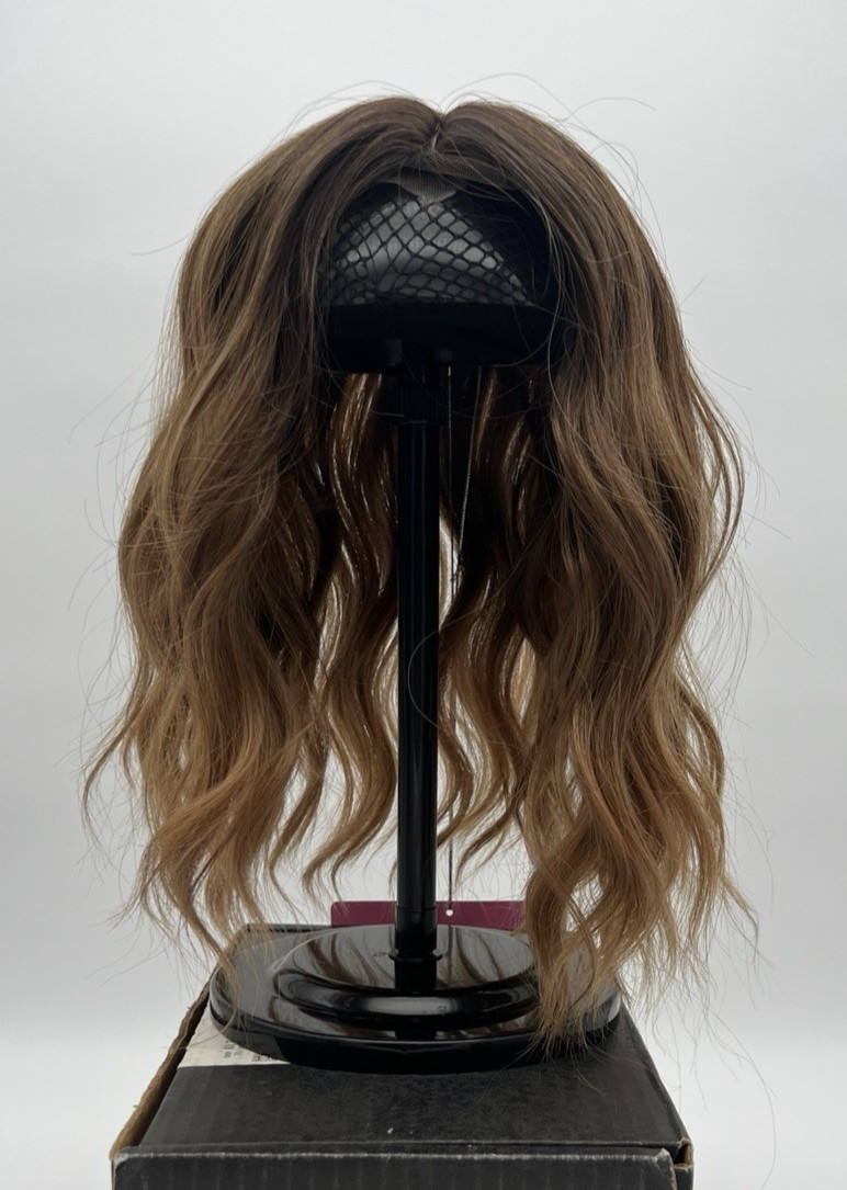 Brown Dark Roots Short Wavy 10in Women Premium Hair Topper