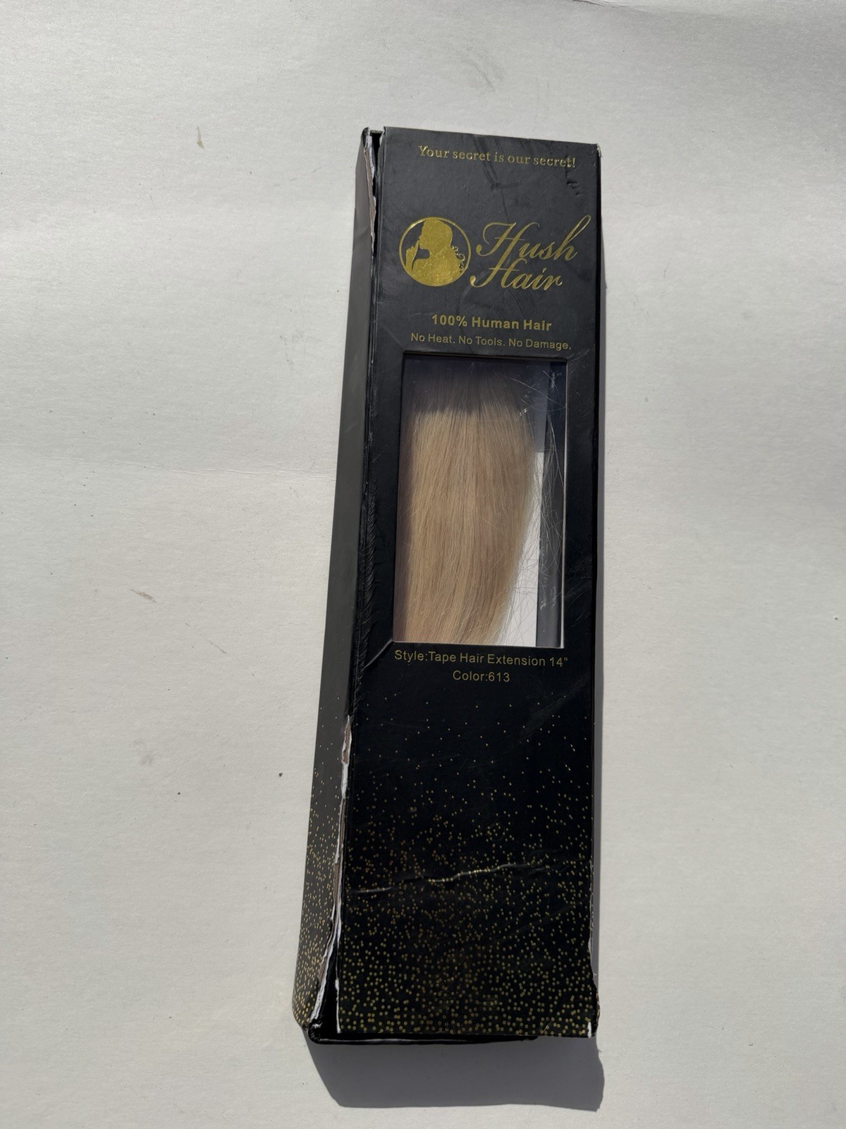 Hush Hair Brand Human Light Platinum Bleach Blonde #613 Tape in Extensions 14″