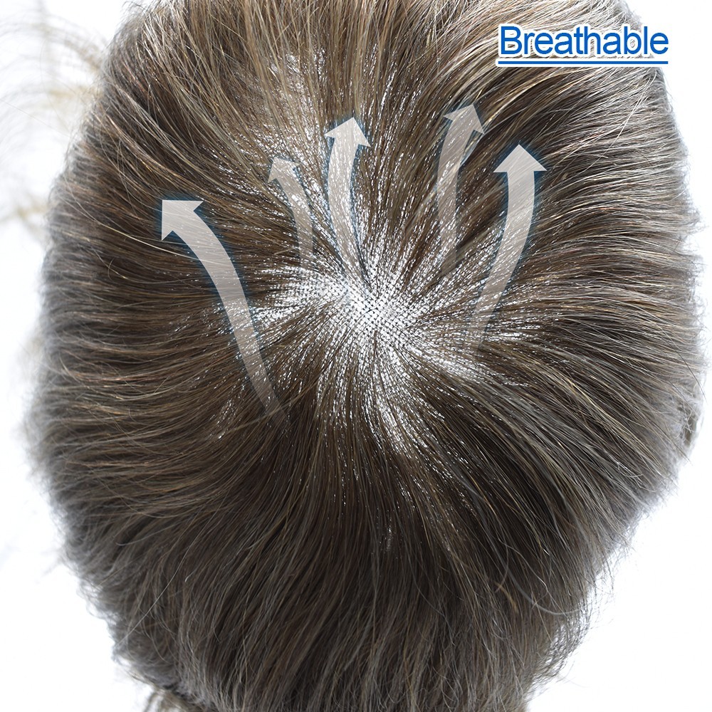Mens Toupee Hair System Replacement French Lace Mens Hairpiece Skin Wig for Men