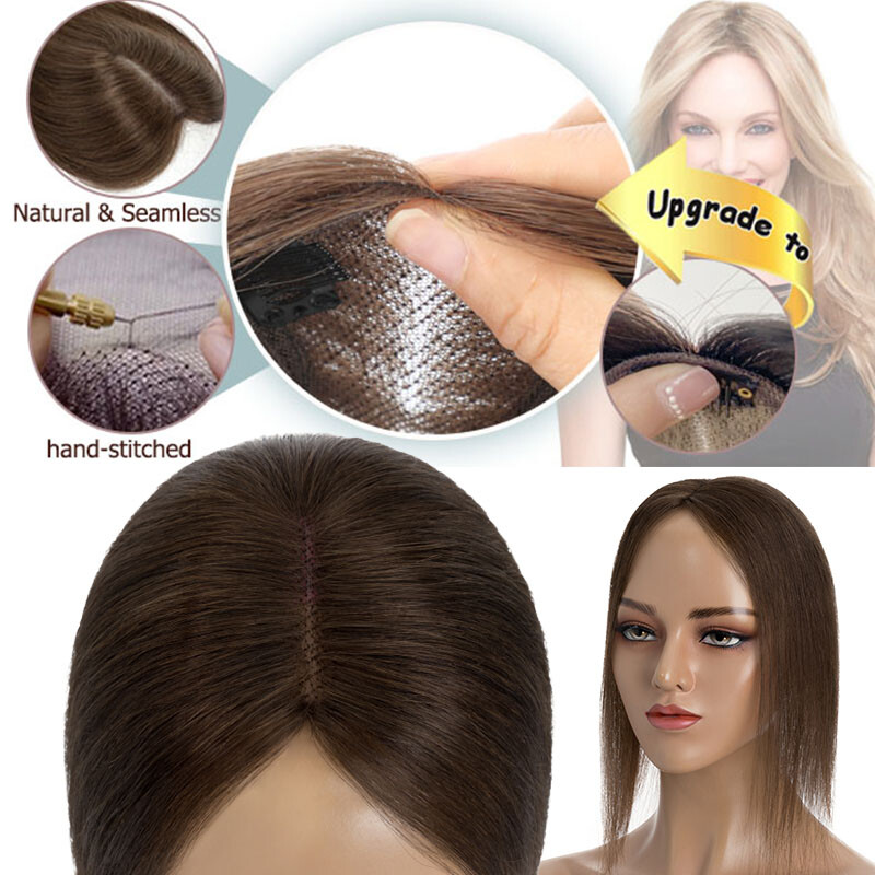 THICK Hair Toppers MONO Top Pieces Toupee LACE 100% Remy Human Hair Blonde Bangs