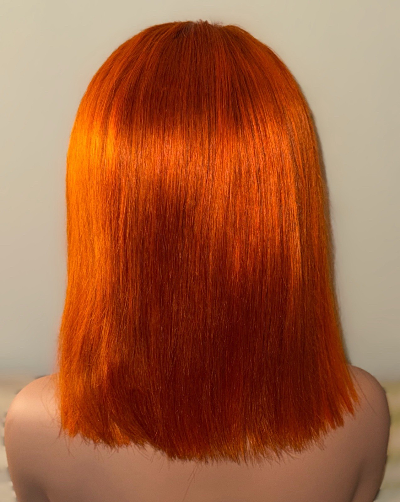 100% Human Hair,Bright Orange,12Inch Bob,Straight Style,Cosplay Or Just A Change