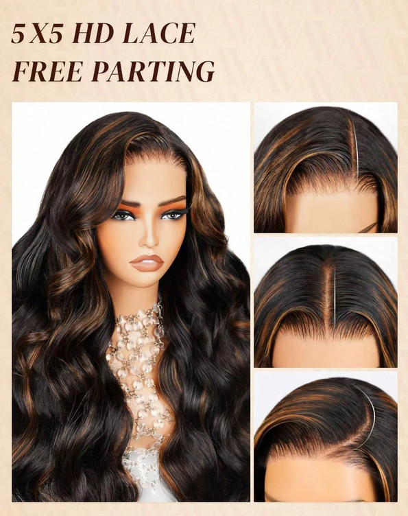 Brazilian Virgin Human Hair 5×5 Boyd Wave Human Hair Ombre 1B/30 Lace Front Wigs