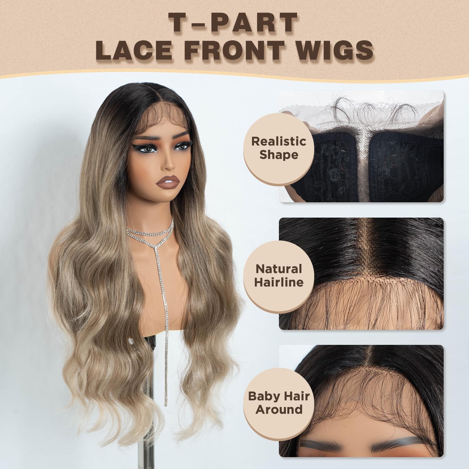 Long Wavy Wig for Women 28 Inch T-Part Lace Front Wigs with Baby Hair Natural…