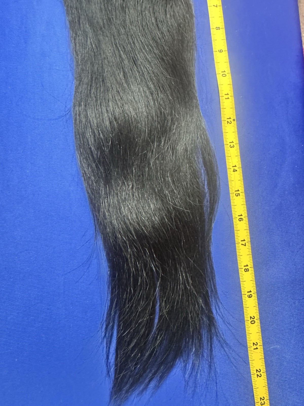 1550 Raw Human Hair Ponytail Natural Black Straight 22 Inch 70g Unprocessed