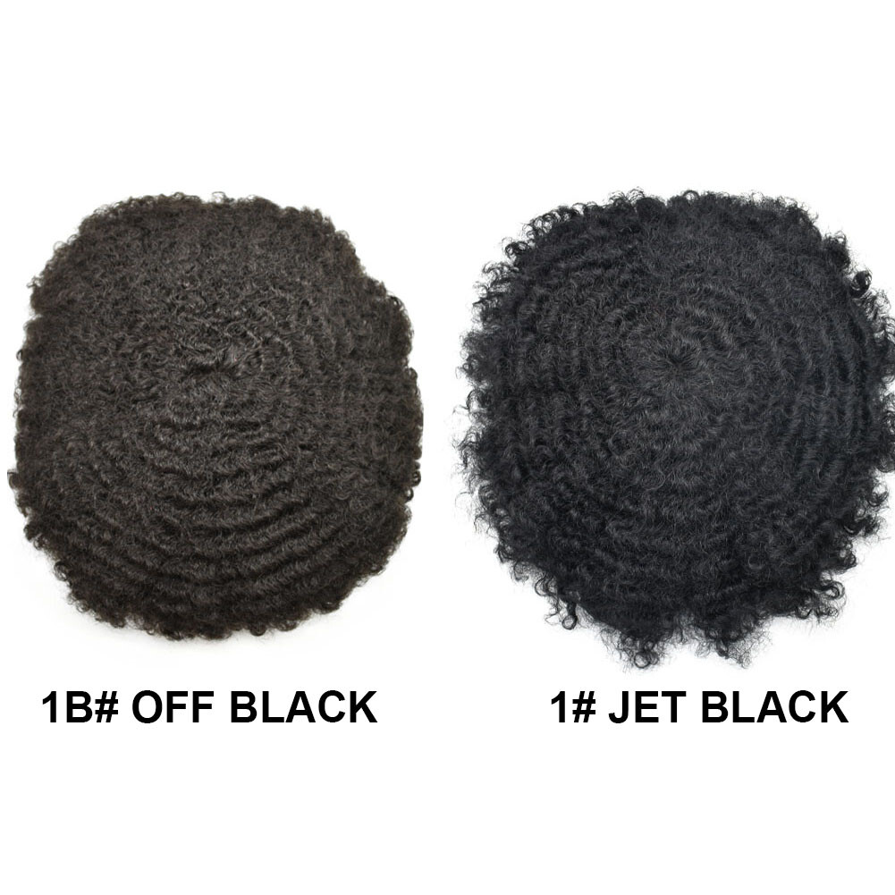 Hair Units for Black Men Afro Curly Toupee African American Men Human Hairpiece