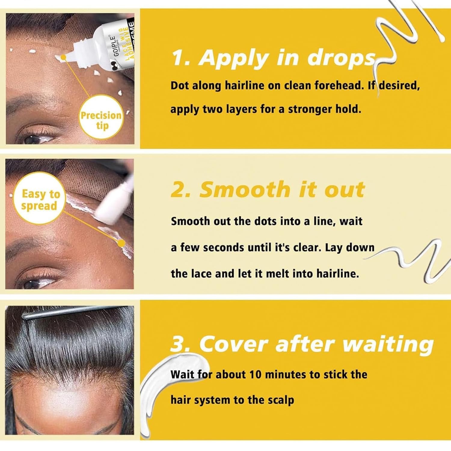 Strong Hold Wig Glue for Lace Front Wigs Waterproof Invisible Bonding 1.28 fl oz
