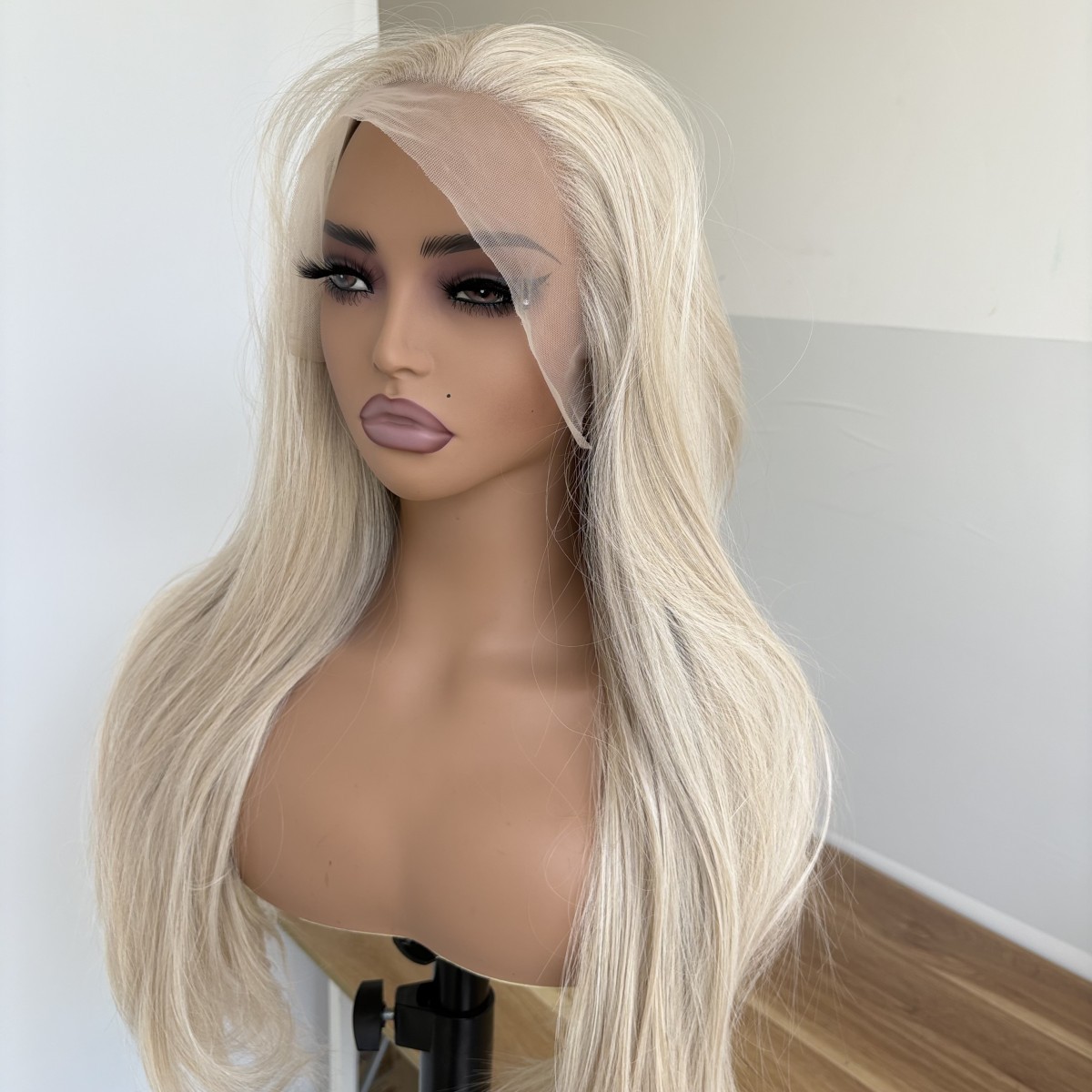 Bleach Blonde Heat Resistant Synthetic Hair Long Straight Lace Front Wigs