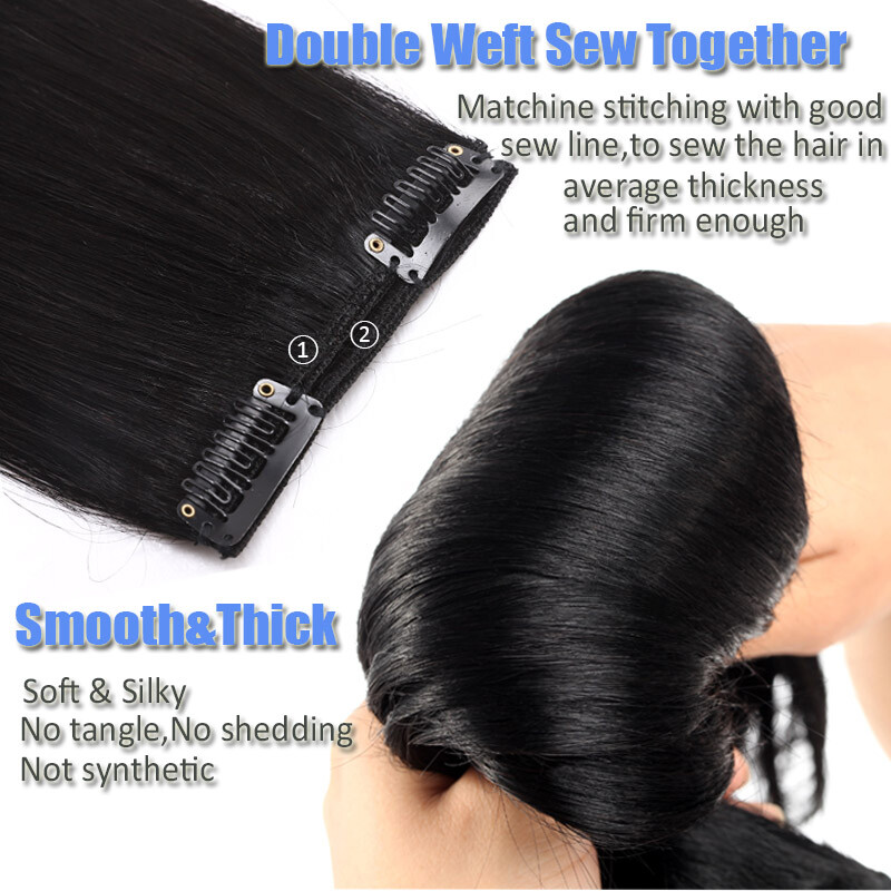BODY WAVE double weft Clip In Virgin Human Hair Extensions Full Head Thick 170G+