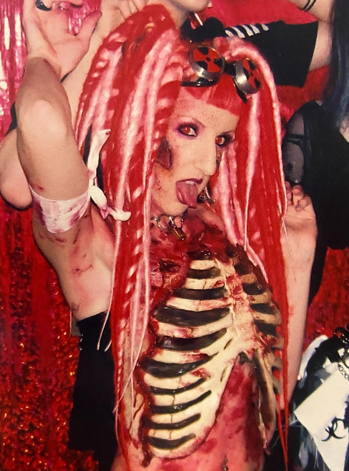 Pink & Red Dread Falls swirls dreadlocks hair extensions cyber goth dreads emo