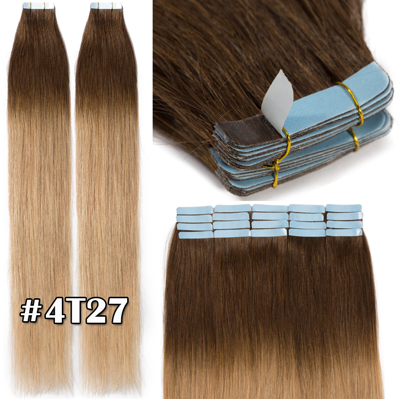 60PCS 150G Remy Tape in Real Human Hair Extensions Russian 12″-24″ Ombre Thick F