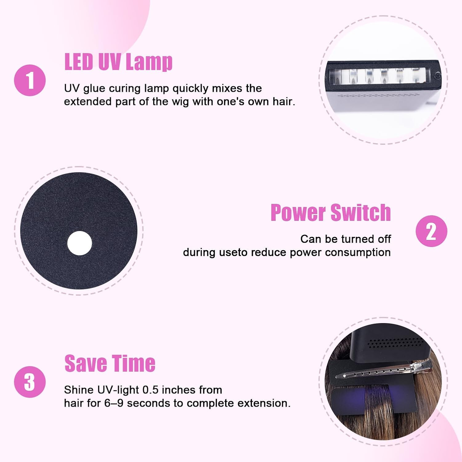 UV Light Hair Extensions Kit with Glue and Remover Professional Salon Tool Black