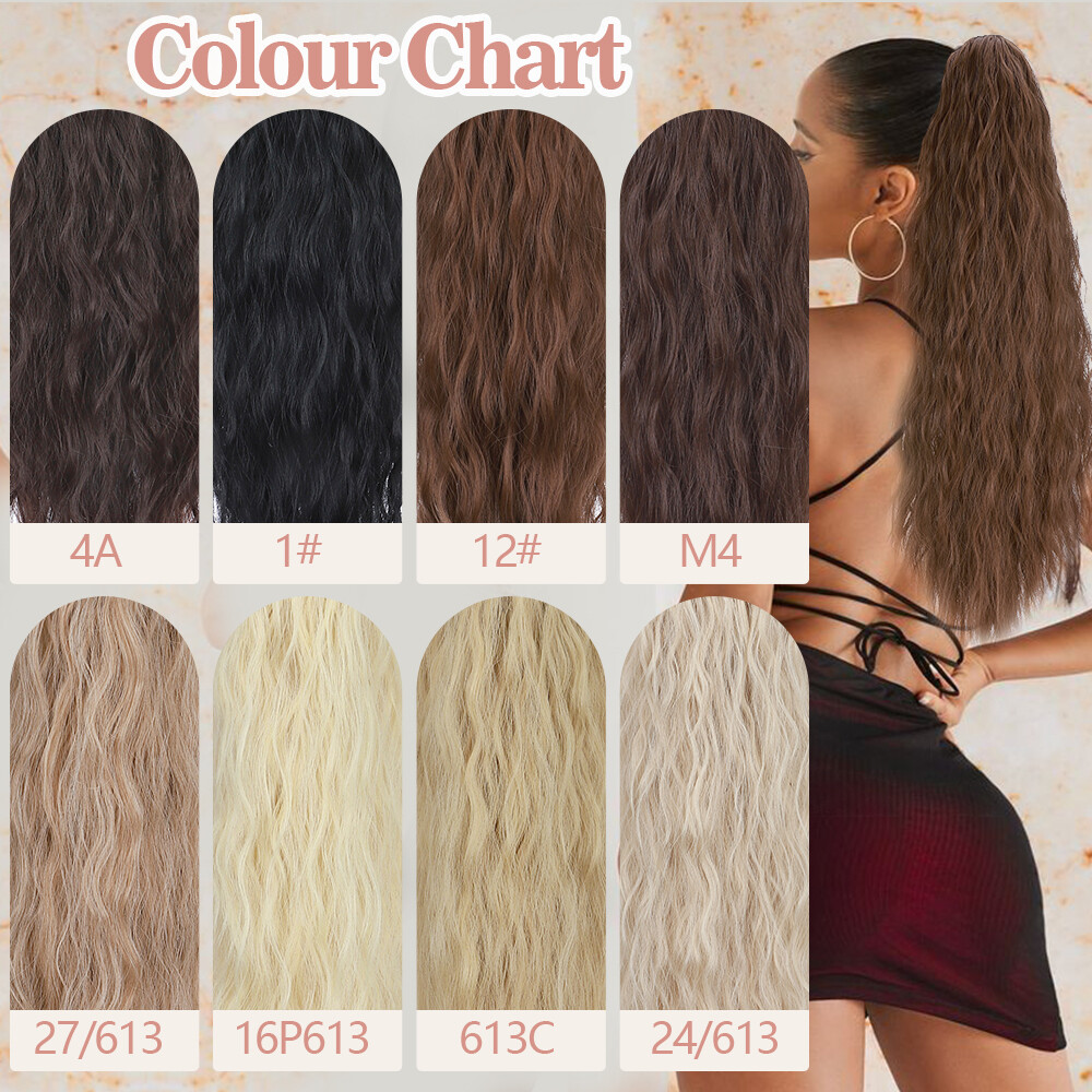 Claw Ponytail Long Curly Pony Tails Clip In Hair Extension Brown Highlight Thick