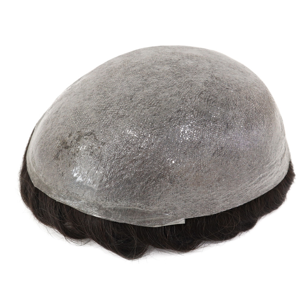 Mens Toupee Ultra Thin Skin Human Hair System Invisible 0.02mm Hairpieces #2